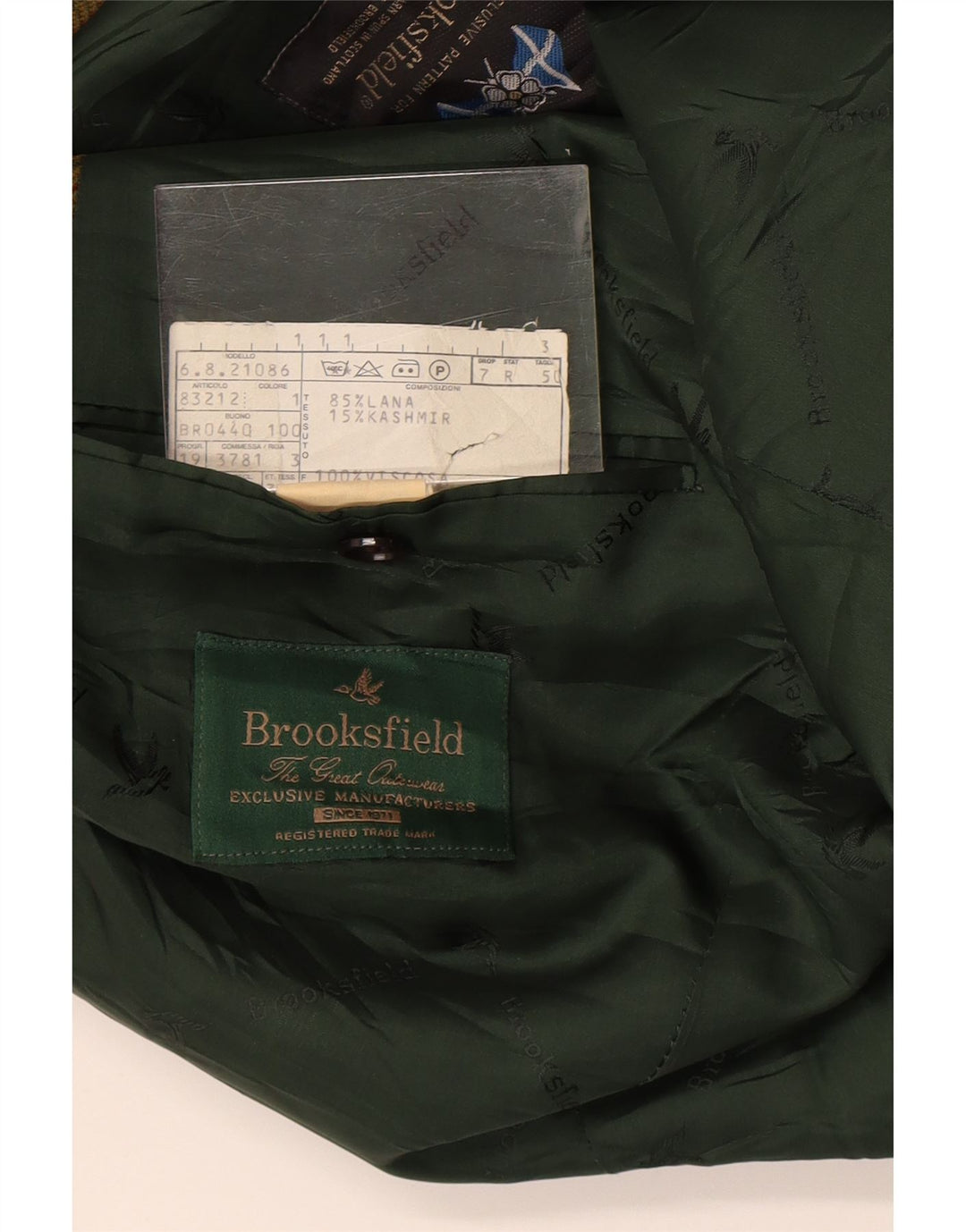 Brooksfield Herren-Blazer mit 2 Knöpfen, IT 50, große grün karierte Wolle