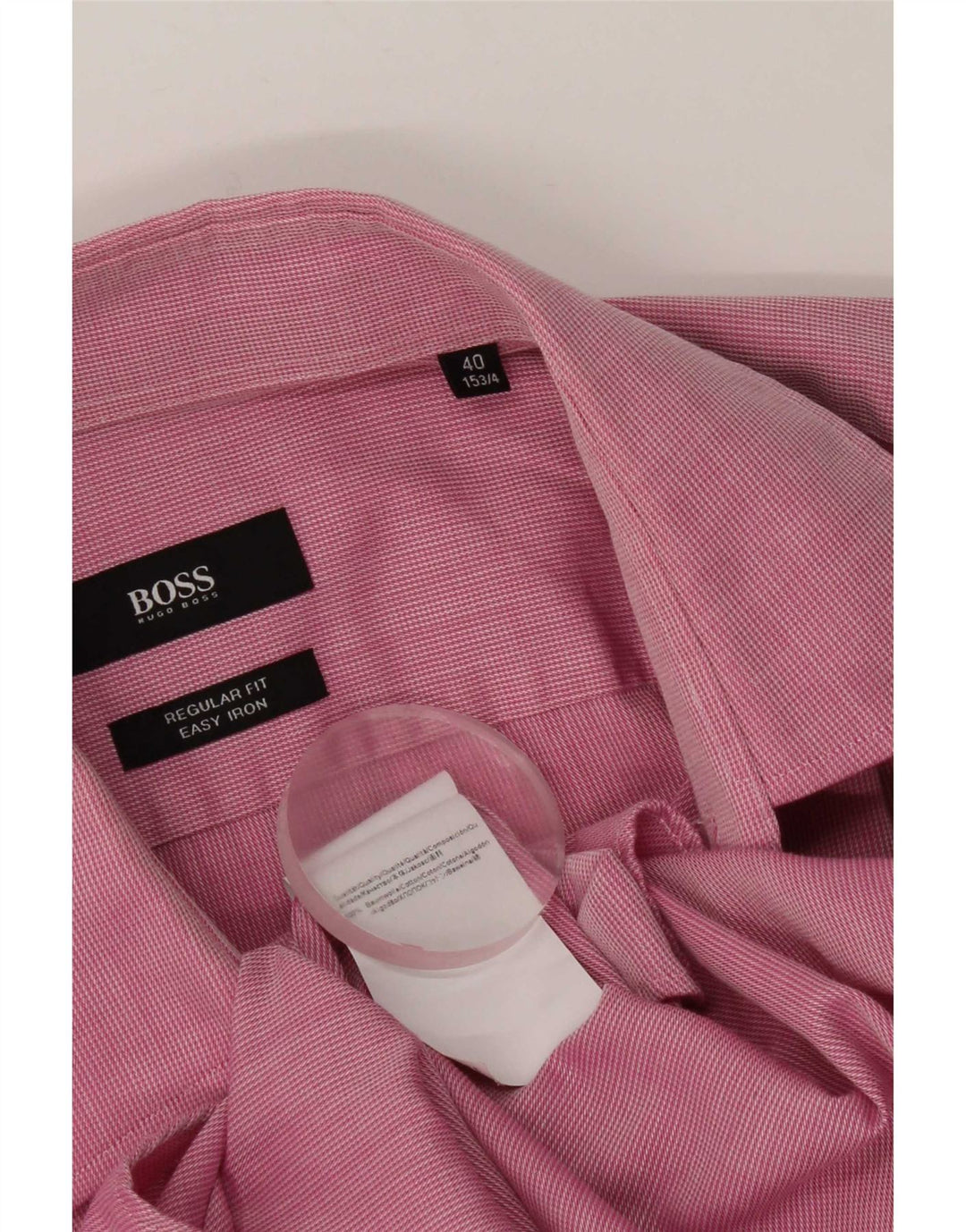 Hugo Boss Herren-Hemd in normaler Passform, Größe 40, 15 1/2, mittelrosa, Baumwolle