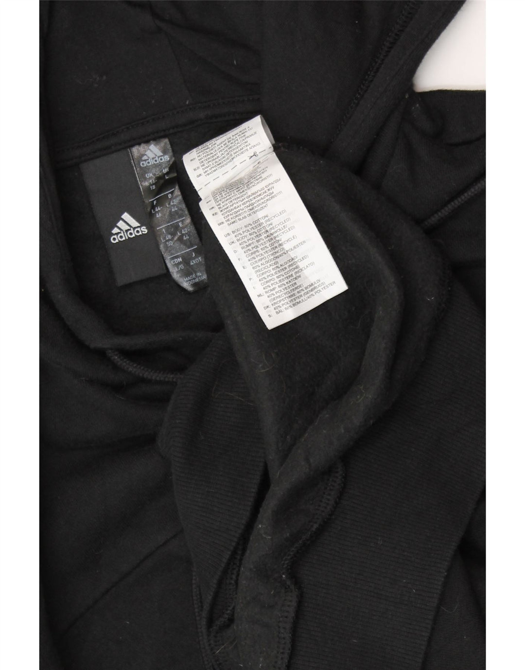 ADIDAS Damen Übergroßer Kapuzenpullover UK 16/18 Große schwarze Baumwolle