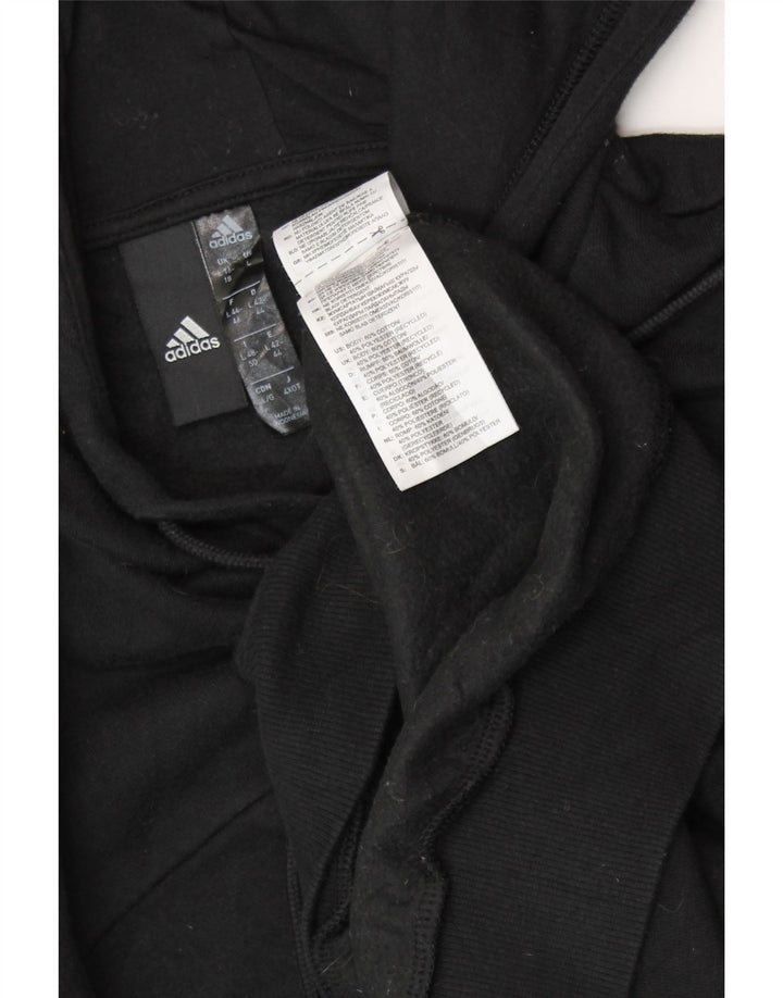 ADIDAS Damen Übergroßer Kapuzenpullover UK 16/18 Große schwarze Baumwolle