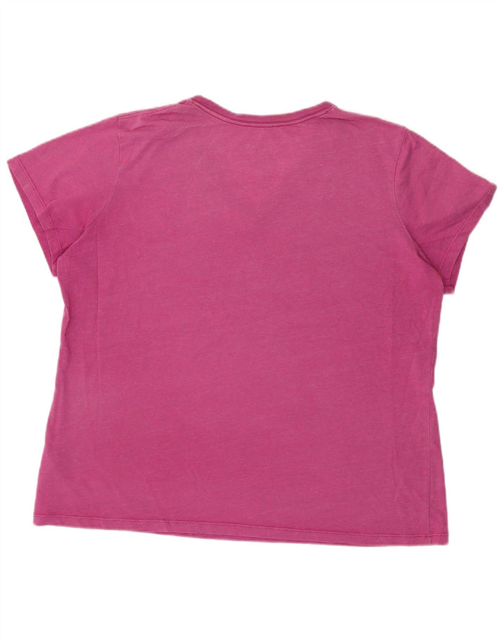 NIKE Damen Dri Fit Slim Fit T-Shirt Top UK 20 2XL Rosa Baumwolle