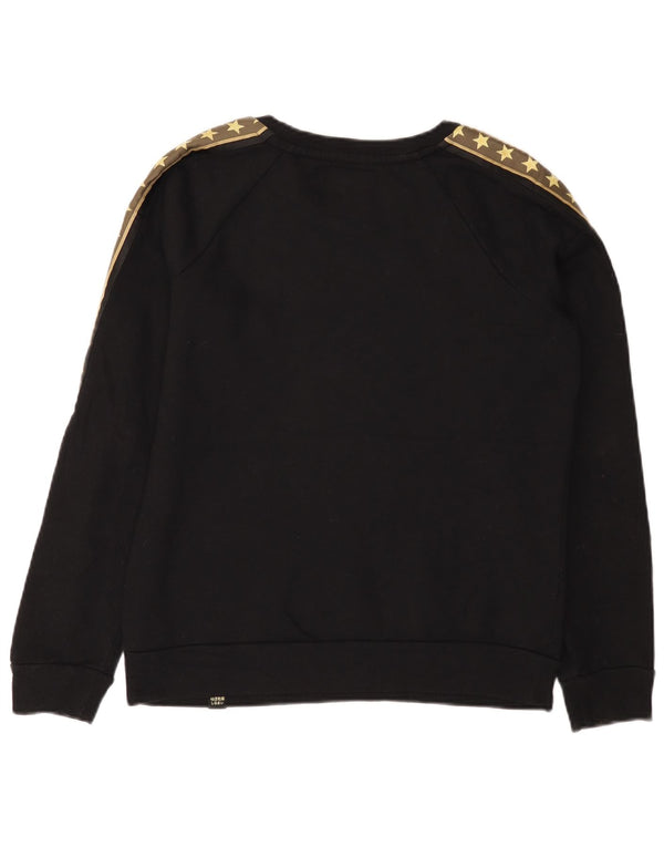 Superdry Damen Grafik-Sweatshirt-Pullover UK 12 Mittelschwarze Baumwolle