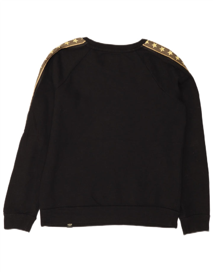 Superdry Damen Grafik-Sweatshirt-Pullover UK 12 Mittelschwarze Baumwolle