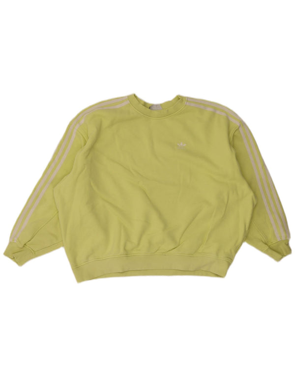 Adidas übergroßer Damen-Sweatshirt-Pullover, Gr. 10, klein, gelbe Baumwolle