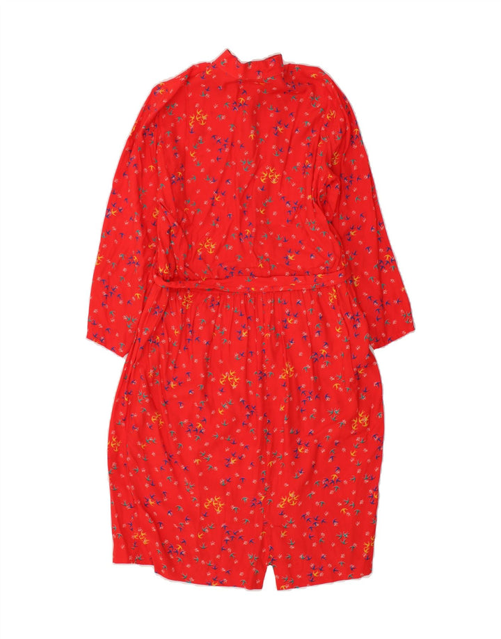 VINTAGE Womens Basic Dress IT 42 Medium Red Floral Viscose Vintage Vintage and Second-Hand Vintage from Messina Hembry 