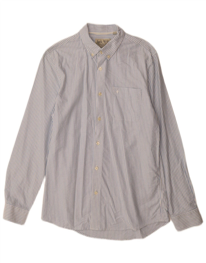 Jack Wills Herrenhemd aus Baumwolle, klein, blau, Nadelstreifen