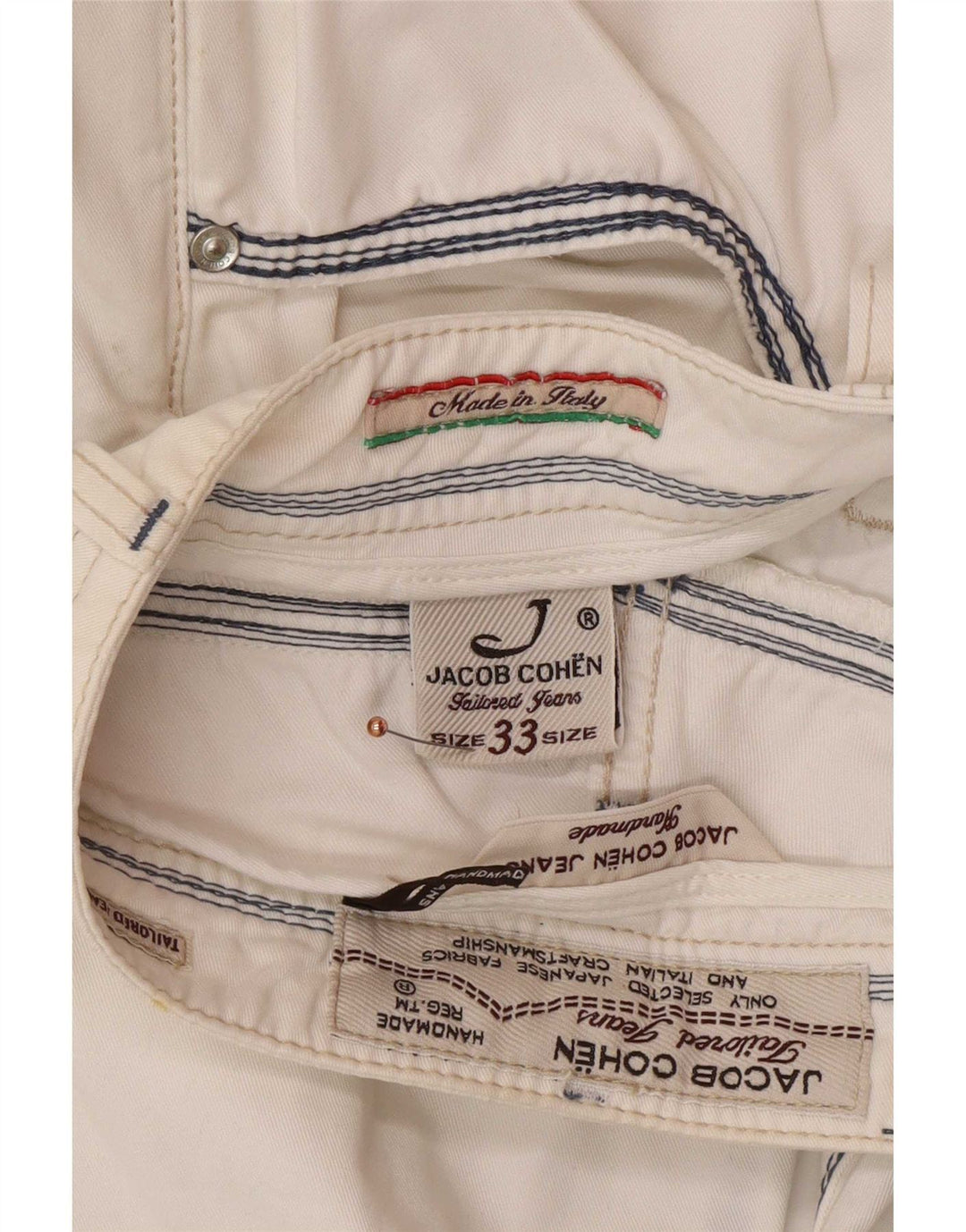 Jacob Cohen Herren Straight Jeans W33 L31 Weiße Baumwolle