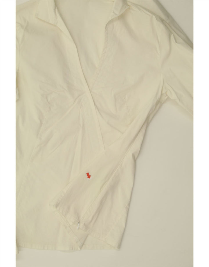 BENETTON Damen Hemdbluse UK 12 Mittelweiße Baumwolle