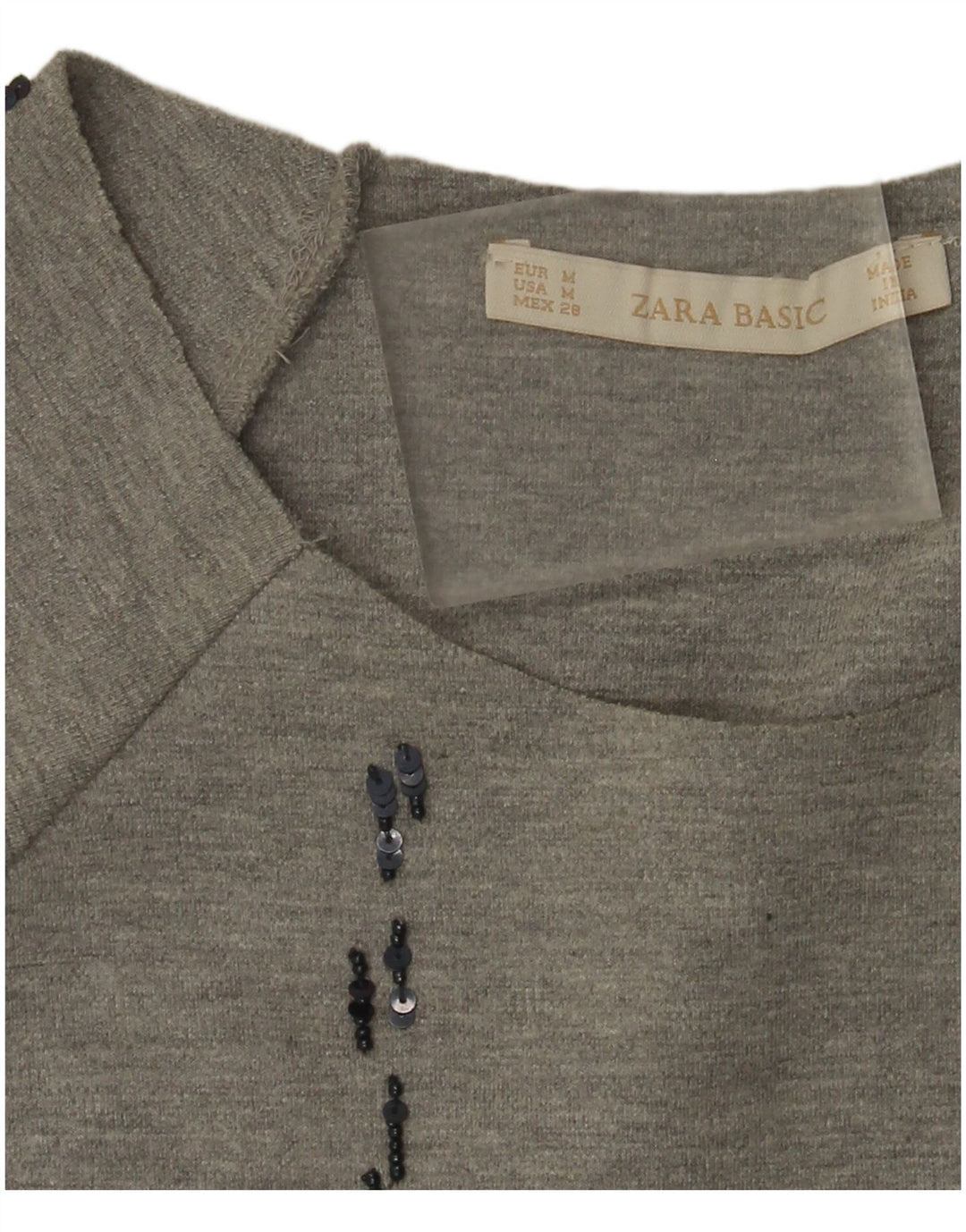 Zara Damen-Oversize-Top mit 3/4-Ärmeln, UK-Größe 14, mittelgrau kariert
