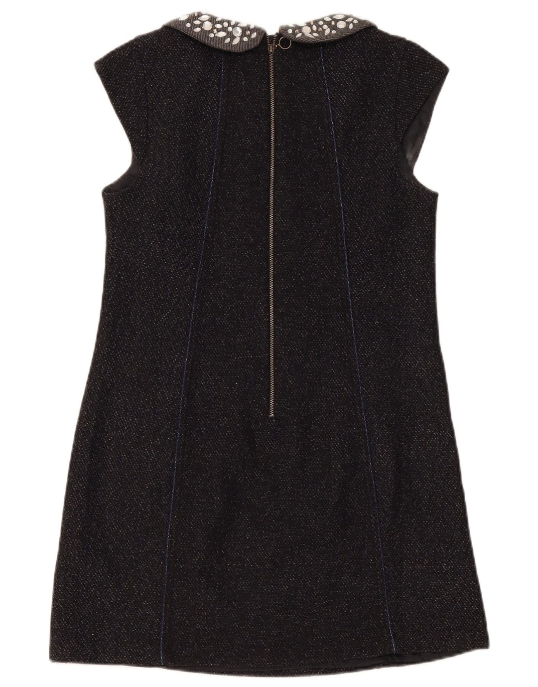Superdry Damen-Etuikleid UK 12 aus mittelblauer, gesprenkelter Wolle