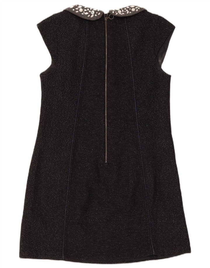 Superdry Damen-Etuikleid UK 12 aus mittelblauer, gesprenkelter Wolle