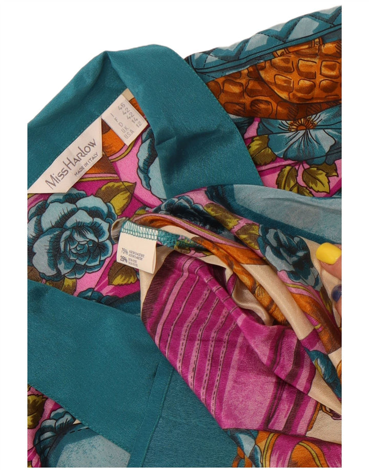 Vintage Damen Hemdbluse mit abstraktem Muster UK 14 Groß Mehrfarbig