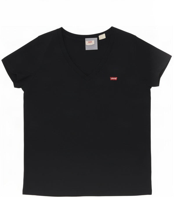 Levi's Damen T-Shirt Top UK 14 Mittelschwarze Baumwolle