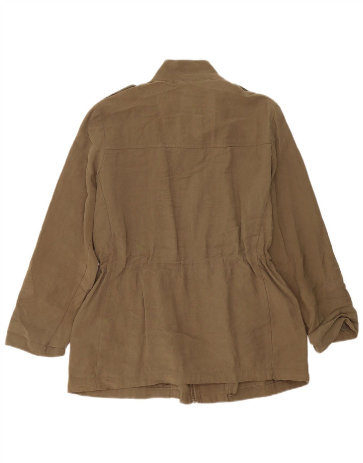 Zara Damen Militärjacke UK 14 Medium Khaki Viscose