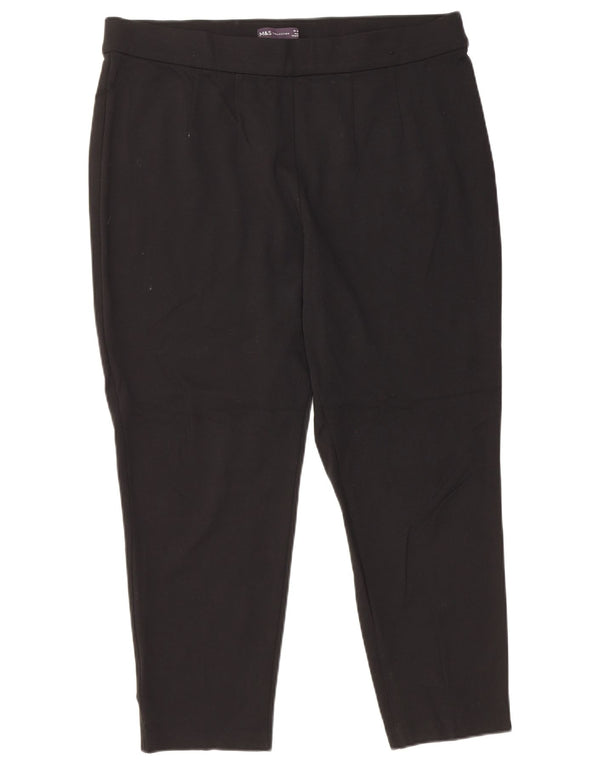 Marks & Spencer Damen Slim Cropped-Hose UK 18 XL W36 L25 Schwarze Viskose