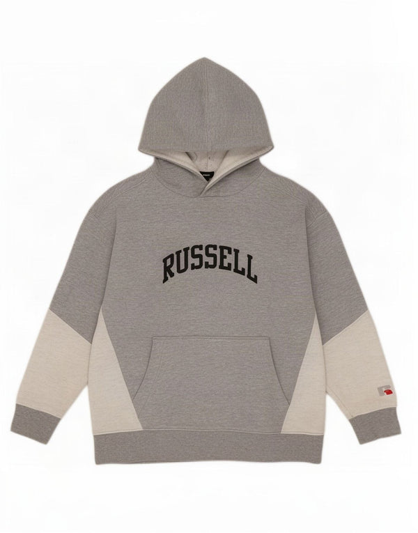 Zara Jungen-Pullover mit grafischem Kapuzenpullover, 8–9 Jahre, graue Farbblock-Baumwolle