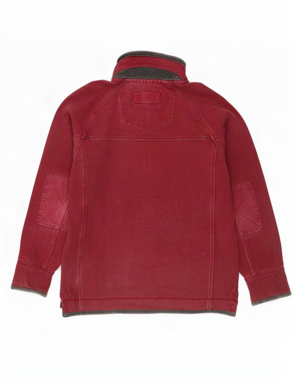 Fat Face Herren-Sweatshirt mit Reißverschluss am Hals, Mittelgroße Burgunderrote Baumwolle
