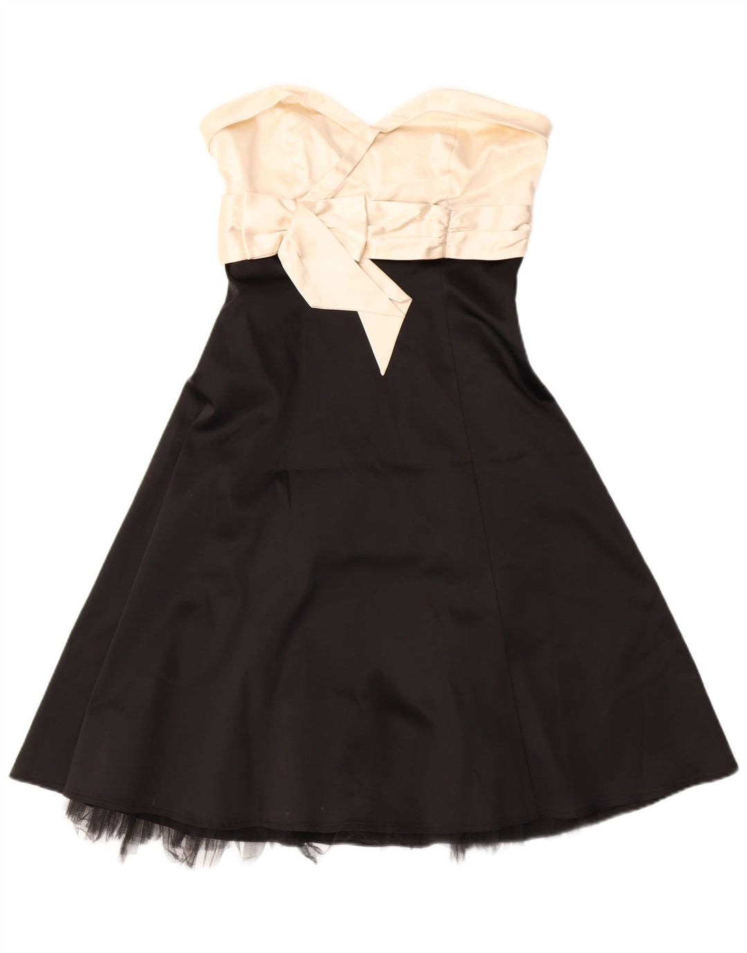 WAREHOUSE Womens Strapless Dress UK 12 Medium Black Colourblock Acetate
