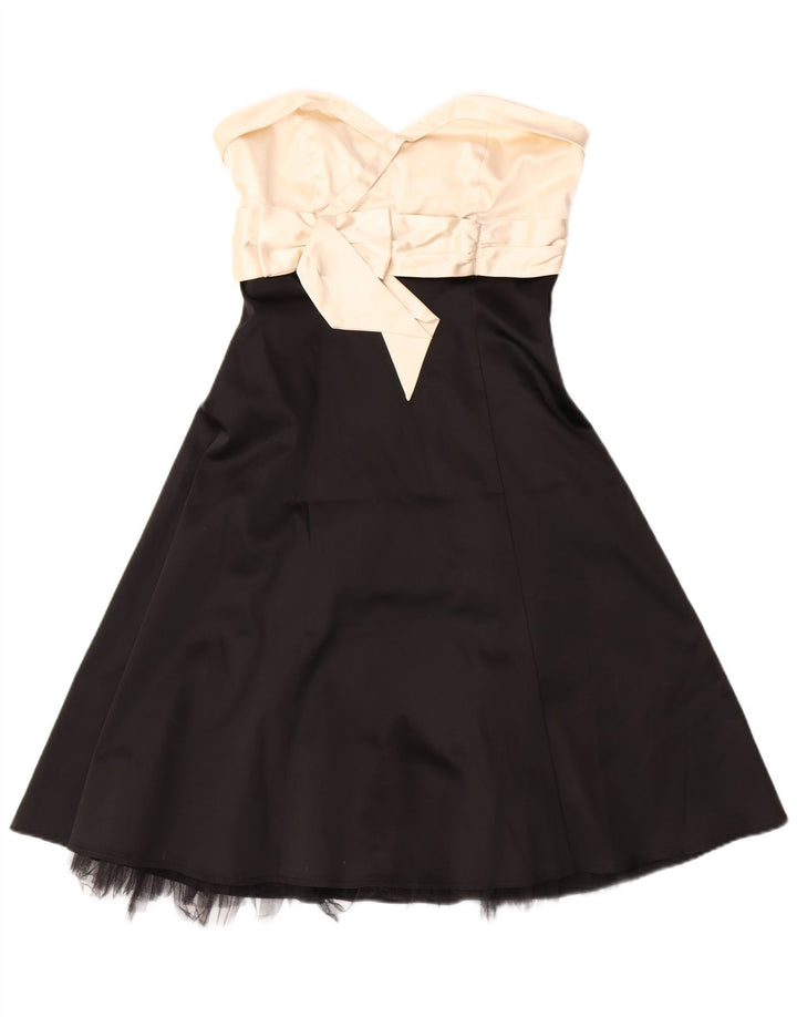 WAREHOUSE Womens Strapless Dress UK 12 Medium Black Colourblock Acetate