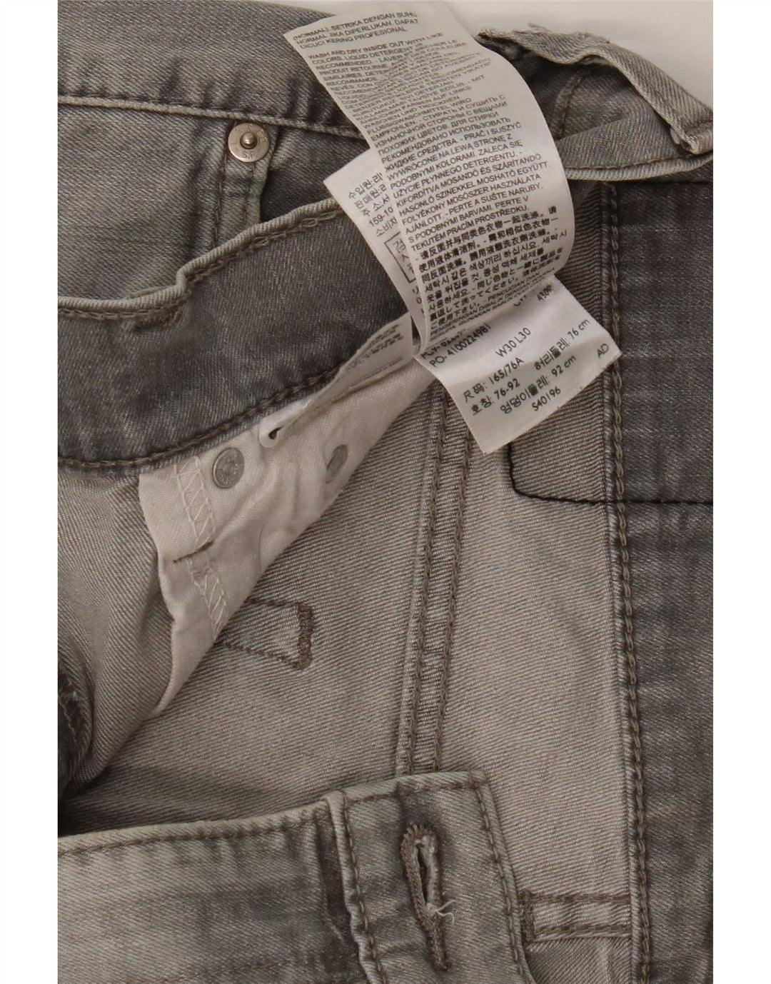 Levi's Herren Slim Jeans W30 L30 Graue Baumwolle