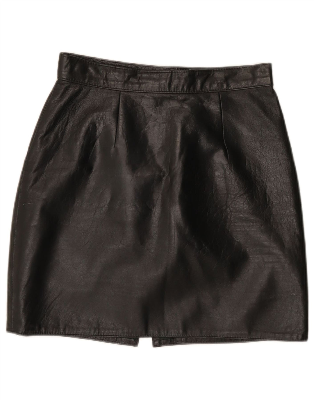 Vintage Damen Mini Lederrock IT 44 Medium W26 Schwarzes Leder