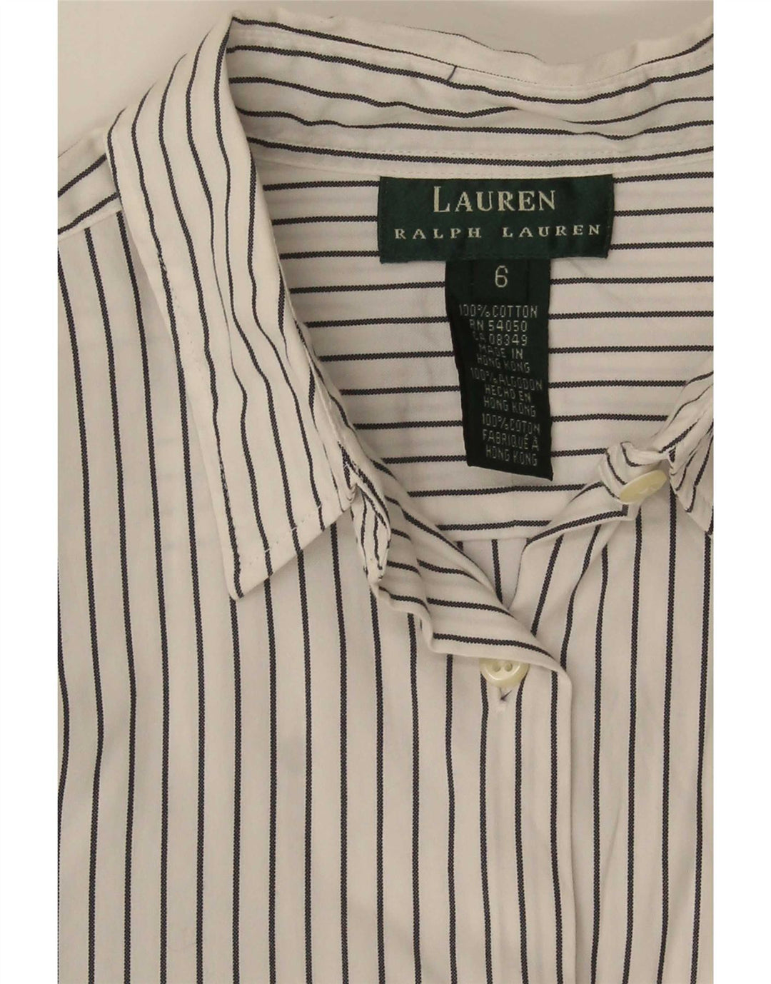 Ralph Lauren Damenhemd US 6 Mittelweiß gestreift aus Baumwolle