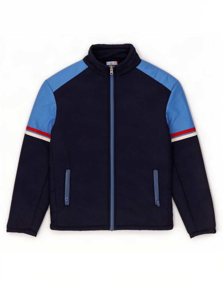 MARILENA Wattierte Herrenjacke UK 38 Mittelmarineblaues Colourblock-Polyamid