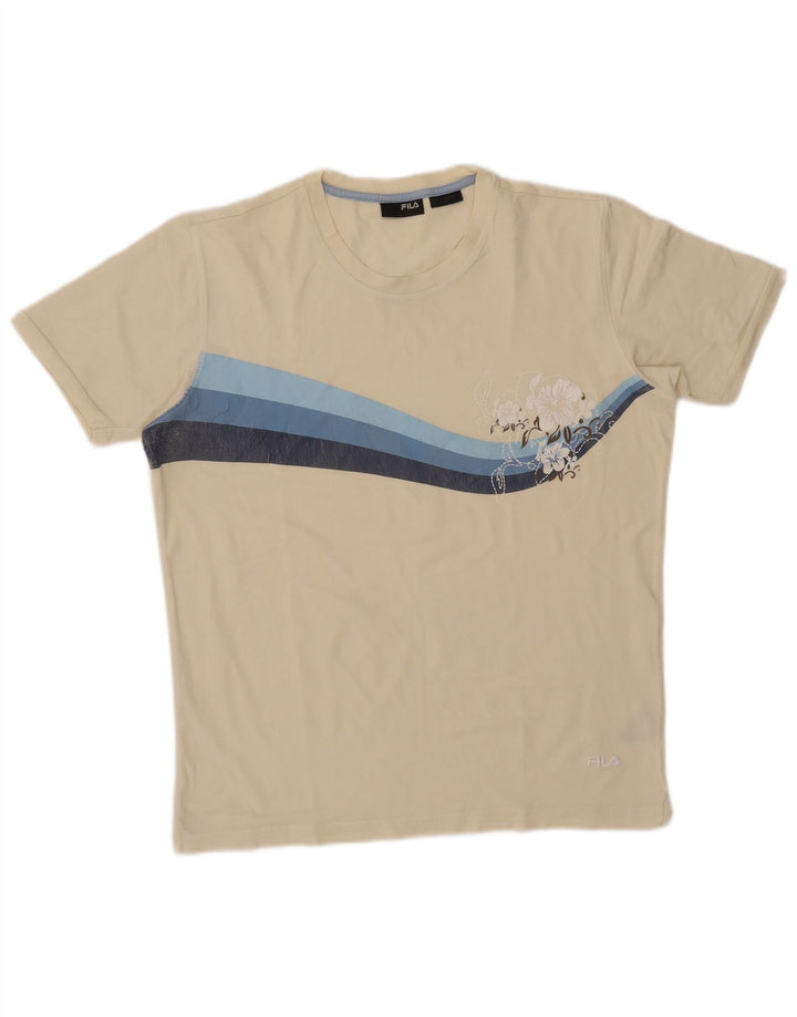 Fila Herren-T-Shirt mit Grafik, Größe L, aus weißer Baumwolle