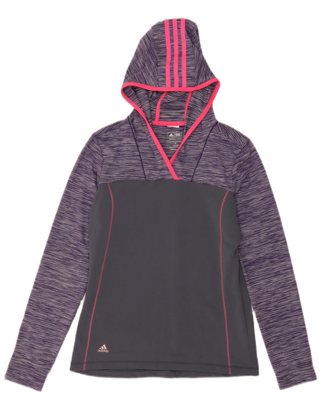 Adidas Damen Climawarm Top Langarm UK 12 Mittelgrau Farbblock