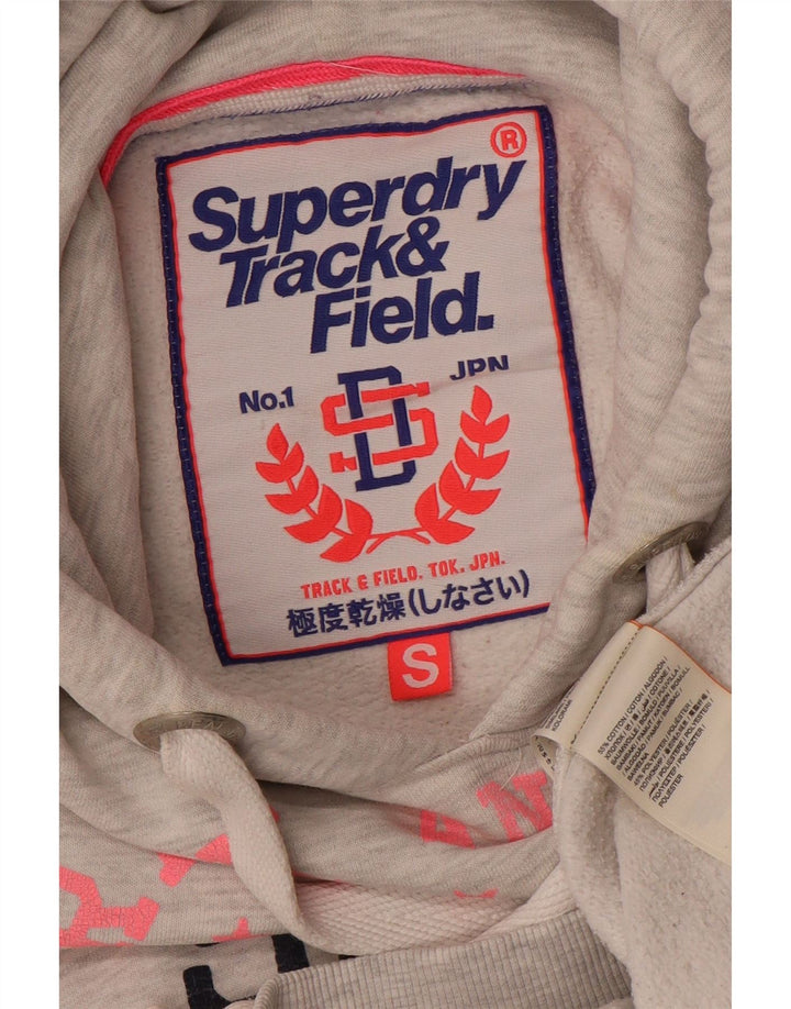 SUPERDRY Damen-Kapuzenpullover mit Grafik, UK 10, Größe S, Grau, Baumwolle