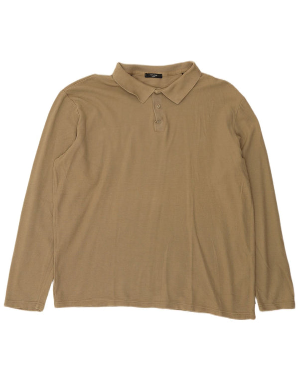 Jack & Jones Herren Langarm-Poloshirt 2XL Beige Baumwolle
