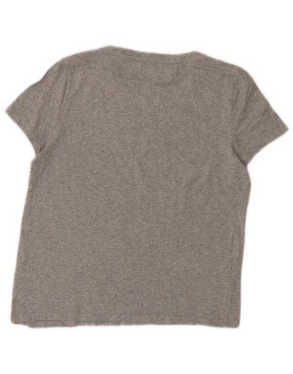 Tommy Hilfiger Grafik-T-Shirt-Oberteil für Damen, UK 14, mittelgrau gefleckte Baumwolle