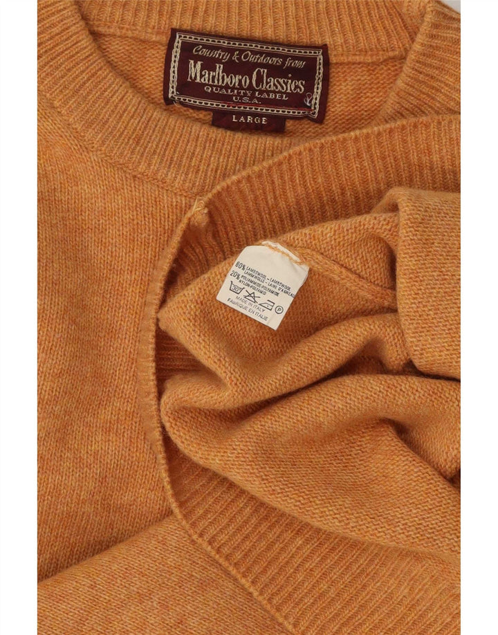 Marlboro Classics Herren-Pullover mit Rundhalsausschnitt, groß, orange meliert