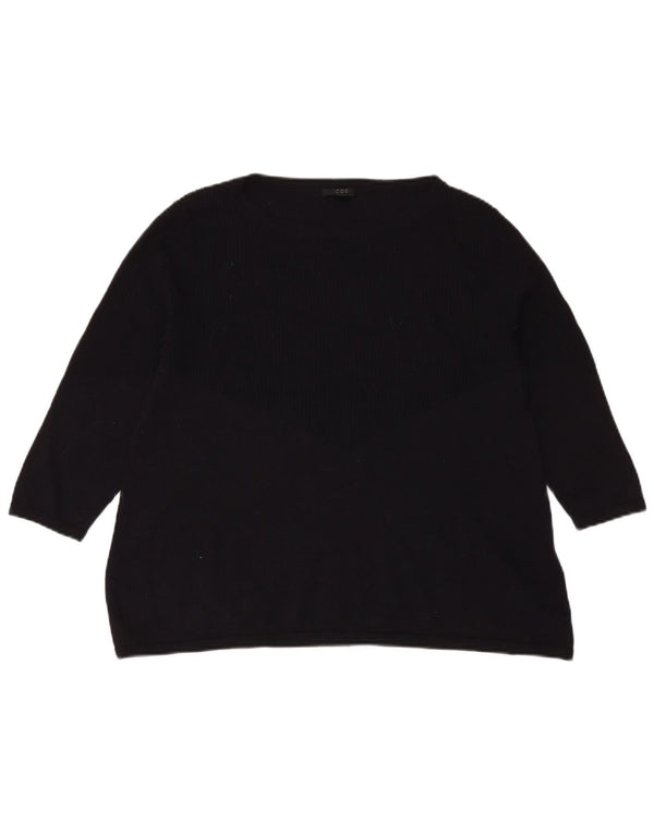 Cos Damen-Pullover mit 3/4-Ärmeln und U-Boot-Ausschnitt, UK-Gr. 14, mittelmarineblaue Wolle