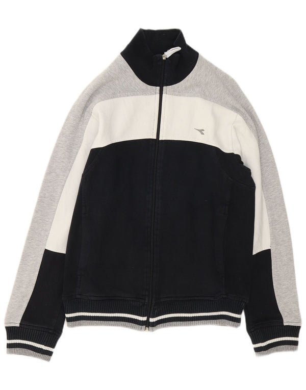 Diadora Damen-Trainingsanzug-Oberteil, Jacke, UK 10, Größe S, Schwarz, Colourblock-Baumwolle