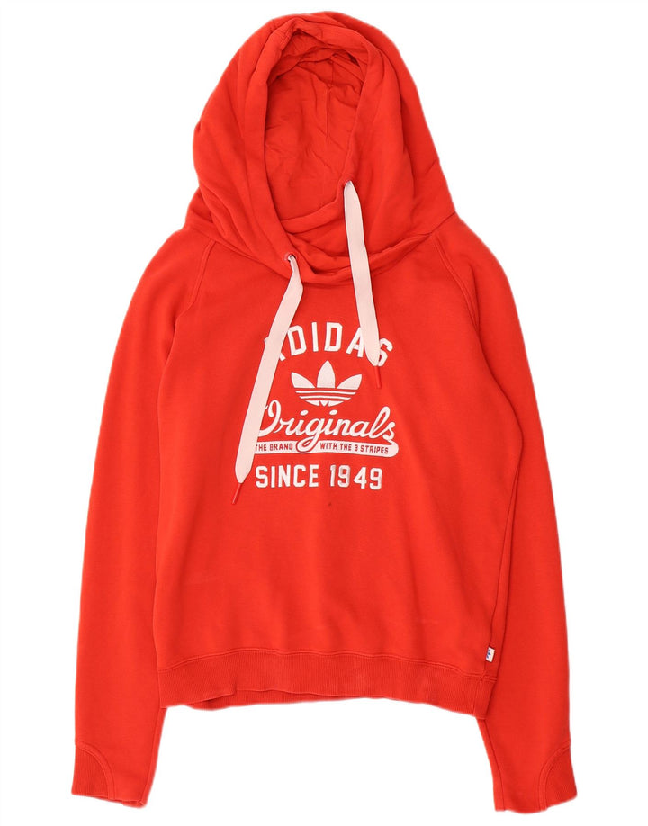 Adidas Damen Graphic Hoodie Pullover UK 12 Mittelrot
