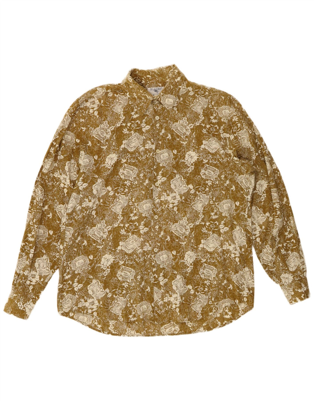 Vintage Herrenhemd groß grün geblümt