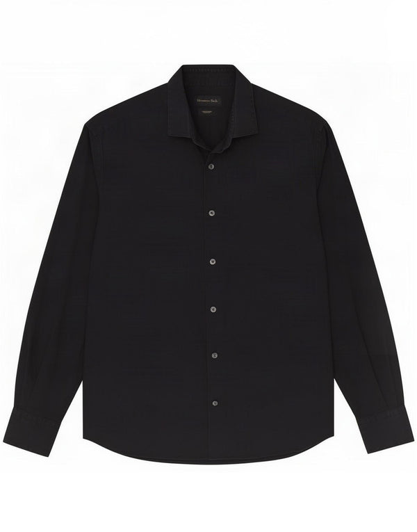 Massimo Dutti Herrenhemd, groß, schwarze Baumwolle, klassisch
