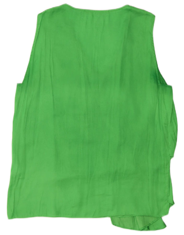 Zara Damen ärmelloses Blusenoberteil UK 18 XL Grün Polyester