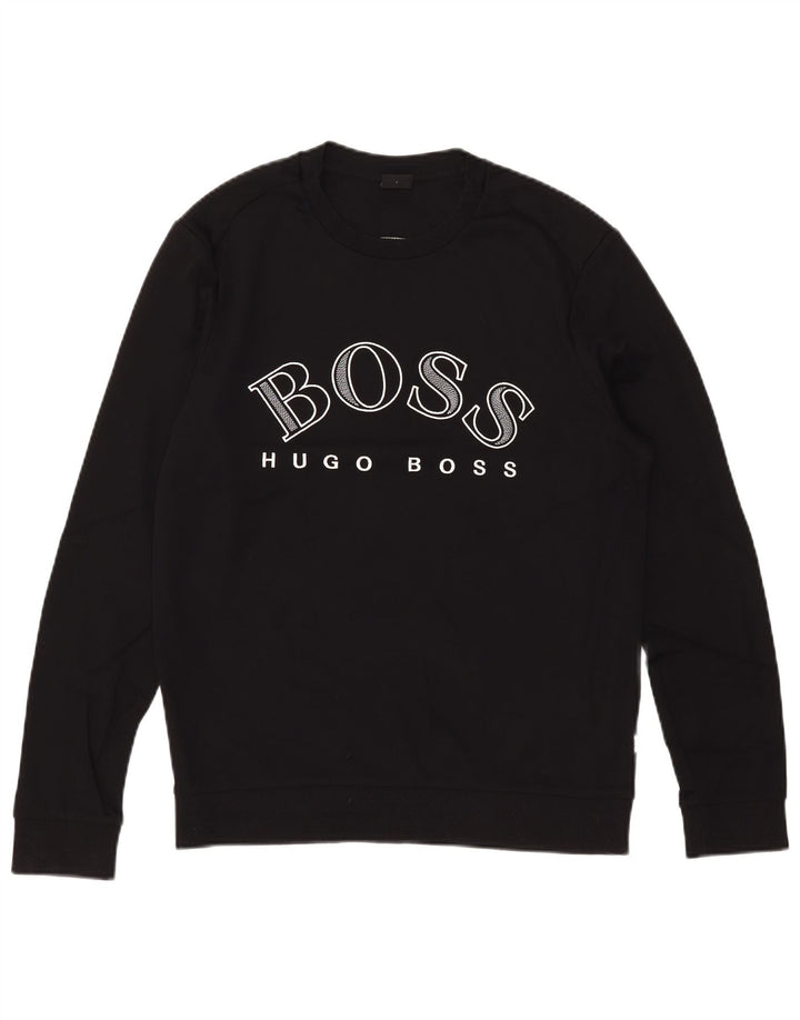 Hugo Boss Herren-Sweatshirt mit Grafik, groß, aus schwarzer Baumwolle