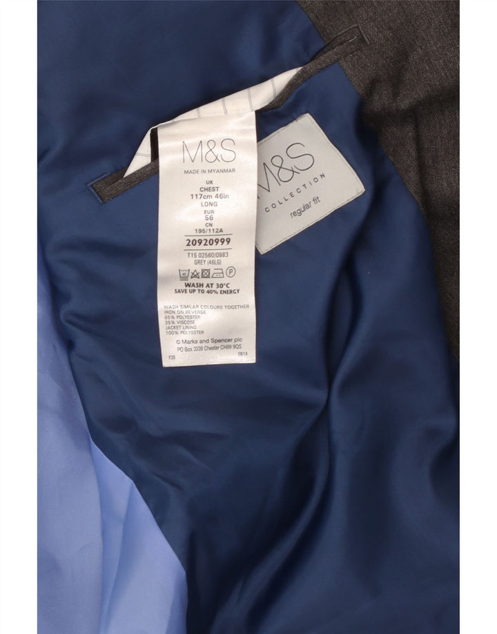 MARKS & SPENCER Herren-Blazer mit 2 Knöpfen, reguläre Passform, UK 46, XL, Grau