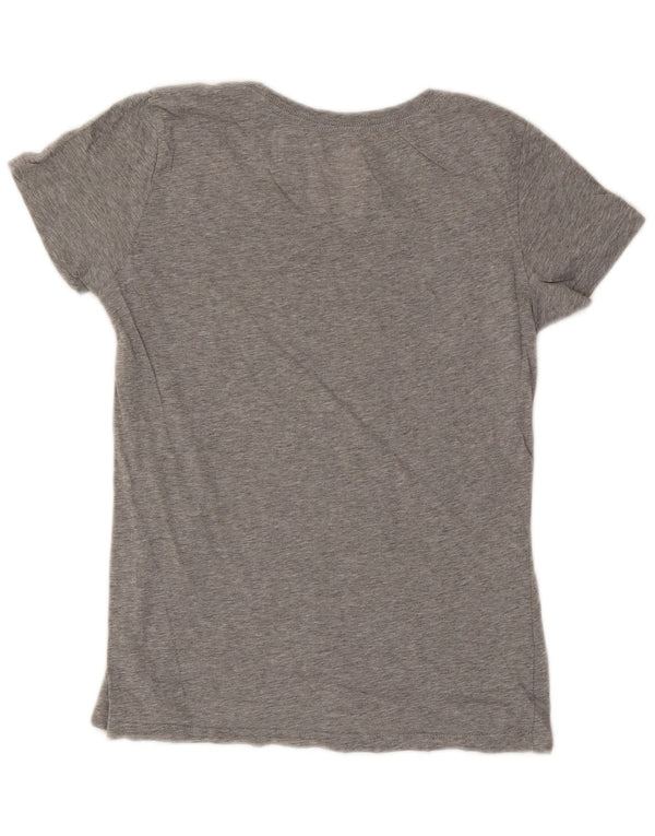 Nike Damen Slim Fit Graphic T-Shirt Top UK 14 Large Grau meliert