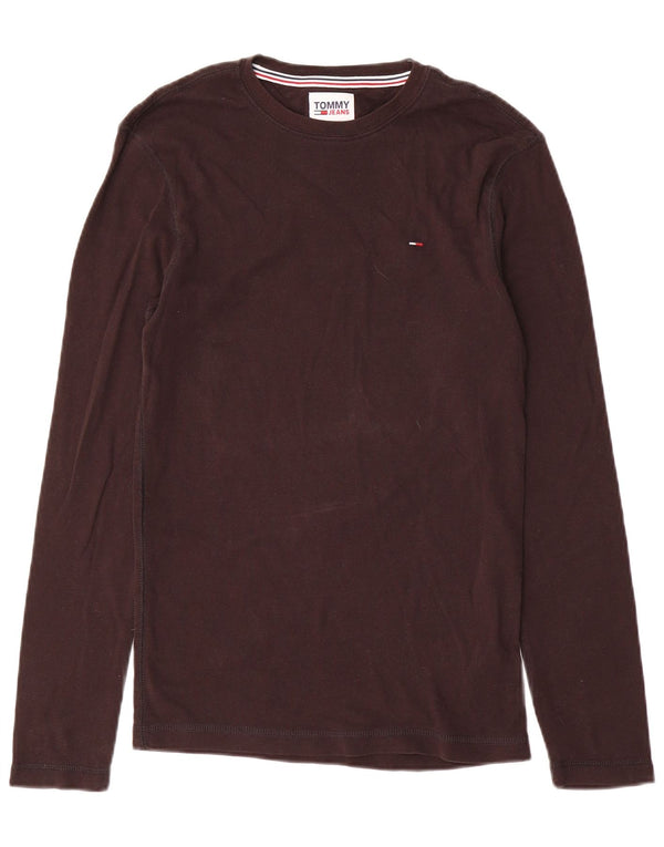 Tommy Hilfiger Damen Top Langarm UK 12 Mittelbraun Baumwolle
