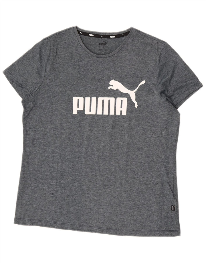 Puma Herren Grafik-T-Shirt-Oberteil, großes graues Polyester