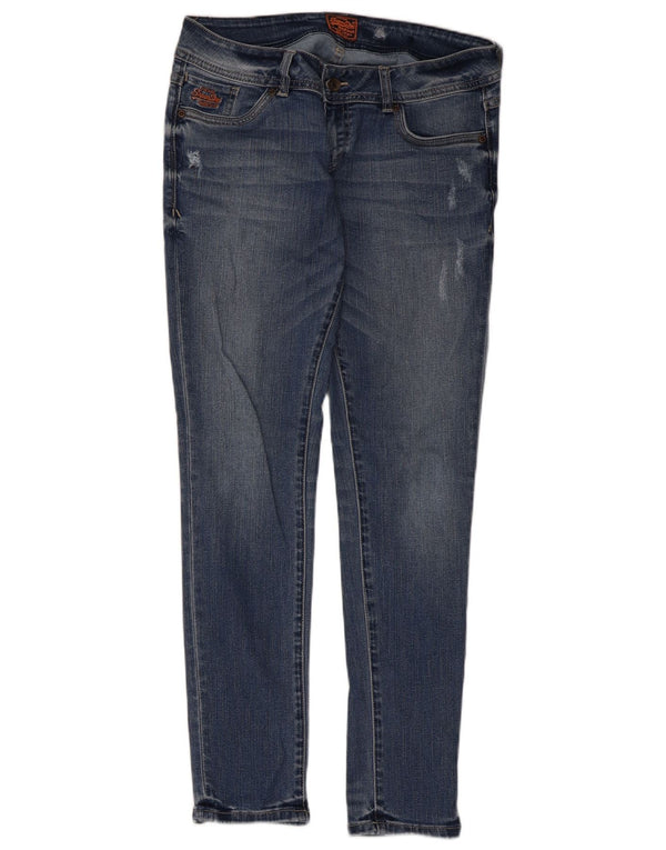 Superdry Damen Distressed Skinny Jeans W32 L30 Blaue Baumwolle
