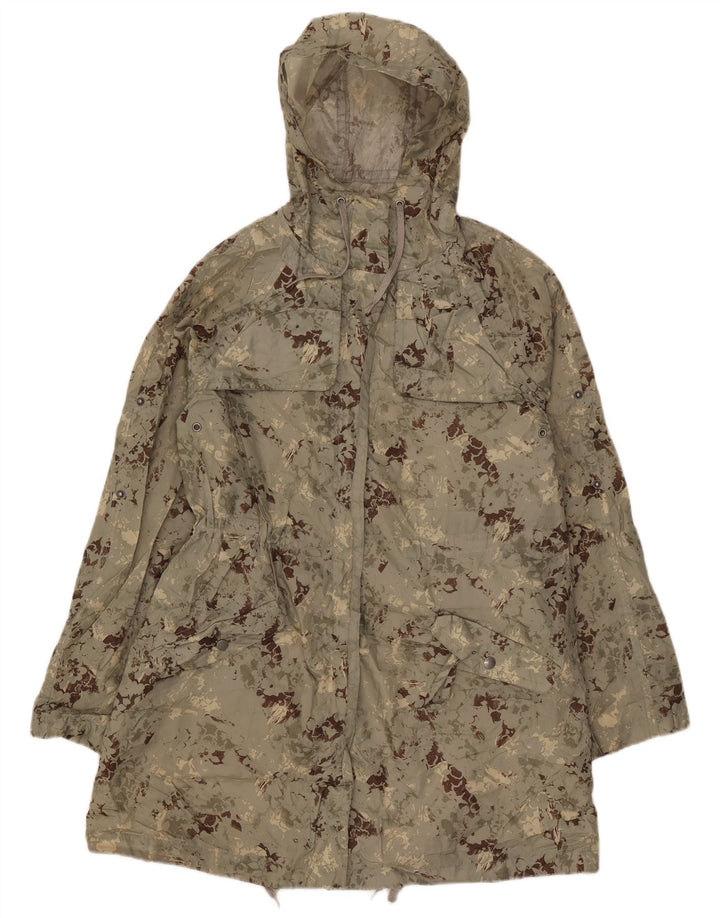 Topshop Damen-Parka mit Kapuze, Gr. 8, Größe S, grünes Camouflage-Polyester