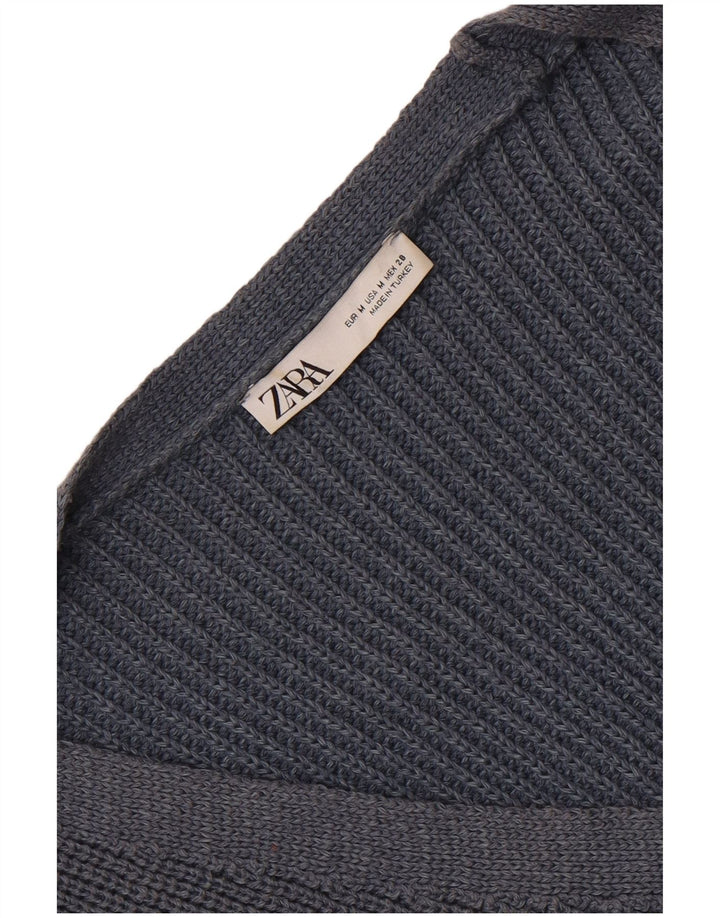 Zara Damen Crop Cardigan Pullover UK 14 Medium Marineblau
