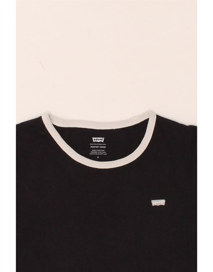 LEVI'S Womens T-Shirt Top UK 12 Medium Black Cotton Vintage Levi's and Second-Hand Levi's from Messina Hembry 