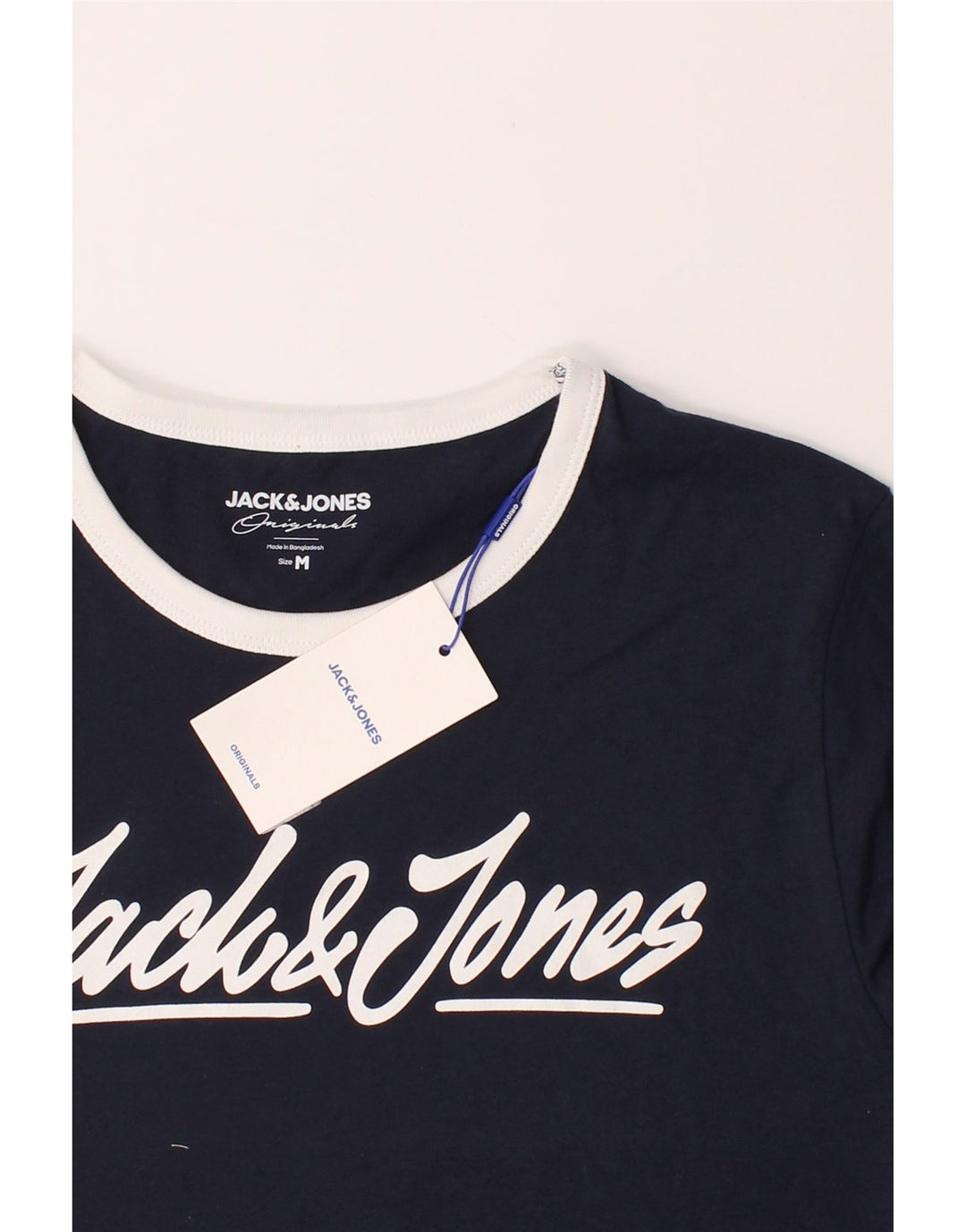 JACK & JONES Mens Graphic T-Shirt Top Medium Navy Blue Cotton Vintage Jack & Jones and Second-Hand Jack & Jones from Messina Hembry 