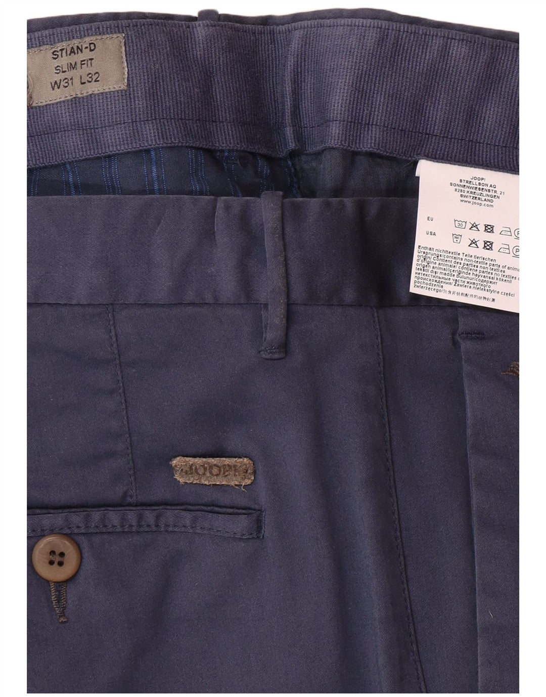 JOOP Herren Slim Fit Chinohose W31 L32 Marineblaue Baumwolle